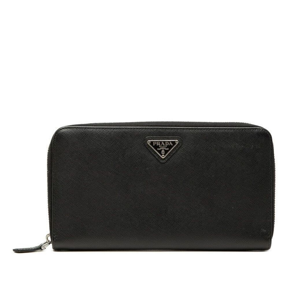 Prada Saffiano Triangle Logo Long Wallet